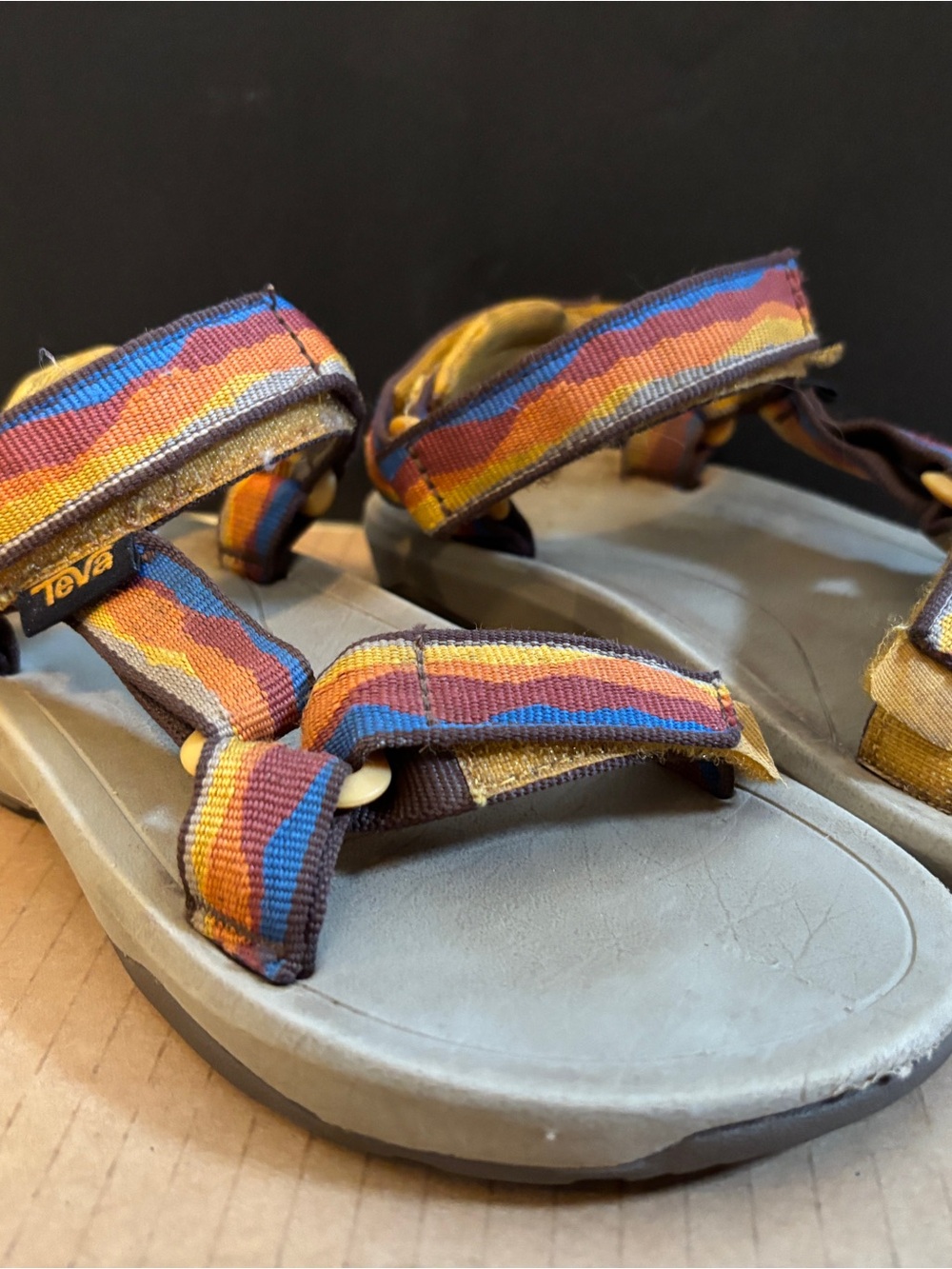 Teva Kids Strappy Sandals in Yellow, Blue & Orange Size 12